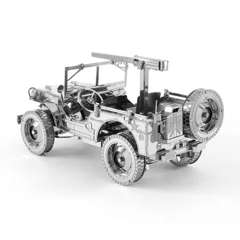 De crăciun DIY Metalici 3D Stereoscopic Model Blocuri Willis Jeep Nou Puzzle Băieți Grils Cadou - Imagine 2  