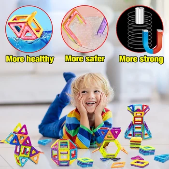 De Dimensiuni mari și Mini Dimensiune Magnetice Blocuri DIY Designer de Magnet Jucărie de Învățământ Constructor Set Jucarii pentru Copii - Imagine 2  