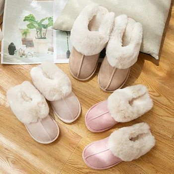 De Iarna Pentru Femeie Interior Moale, Papuci De Casă Confortabil Pantofi De Pluș Femei Cămin Cald Pantofi De Bumbac De Uz Casnic Simple Papuci De Femei Pantofi - Imagine 2  