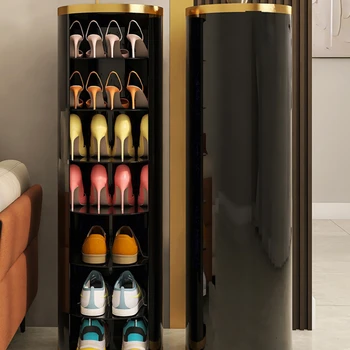 De uz casnic ușa rotativă dulap pantofi cilindru circular multi-strat cabinet de stocare coridor living usa intrare raft de pantofi - Imagine 2  