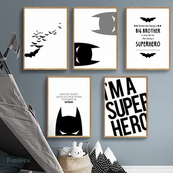 Desene Animate Alb-Negru Cat Citate Panza Pictura Simplu Stil Nordic Poze De Perete Pentru Camera De Zi Dormitor Cool Decor Acasă - Imagine 1  