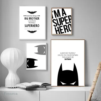 Desene Animate Alb-Negru Cat Citate Panza Pictura Simplu Stil Nordic Poze De Perete Pentru Camera De Zi Dormitor Cool Decor Acasă - Imagine 2  