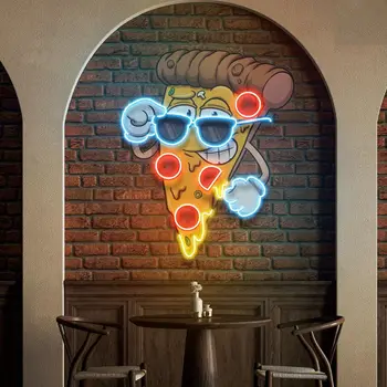 Desene animate Cool pizza semn de Neon, Neon Personalizate Semn, Logo-ul Personalizat Semn, lumina de Neon, Neon Semn de arta de perete, Neon Bar semn de lumină, restauran - Imagine 1  