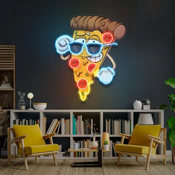 Desene animate Cool pizza semn de Neon, Neon Personalizate Semn, Logo-ul Personalizat Semn, lumina de Neon, Neon Semn de arta de perete, Neon Bar semn de lumină, restauran - Imagine 2  