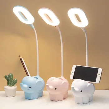 Desene animate Elefant Lampa de Birou de Protecție a Ochilor Student Tabelul Lumina Cu Touch Control USB Reîncărcabilă Desktop Lumini de Noapte - Imagine 1  