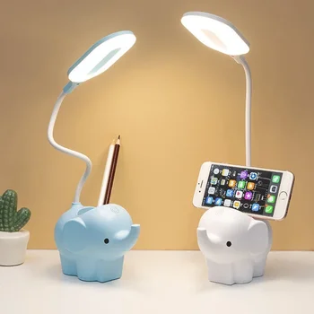 Desene animate Elefant Lampa de Birou de Protecție a Ochilor Student Tabelul Lumina Cu Touch Control USB Reîncărcabilă Desktop Lumini de Noapte - Imagine 2  