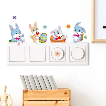 Desene animate Iepurașul de Paște a Comuta Autocolant Copil de Cameră Decor Decalcomanii de Perete Dormitor Auto-adeziv Decor Acasă de Fundal de Animale Drăguț, pictura Murală - Imagine 1  
