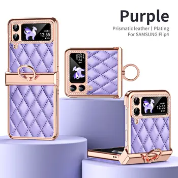 Diamant Mic Parfum Inel din Piele de Caz Pentru Samsung Galaxy Z Flip 4 5G Capac Rabatabil Balama Capac rezistent la Șocuri Pentru Flip4 Minunat - Imagine 2  