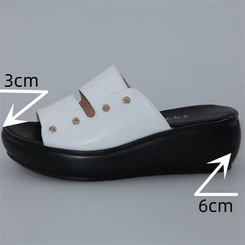 Dimensiunea 32-43 Mediu Confortabil Tocuri Papuci de Plajă de Vară Pantofi 2022 Casual Chunky Platform Slide-uri pentru Femei Rosu Alb - Imagine 2  