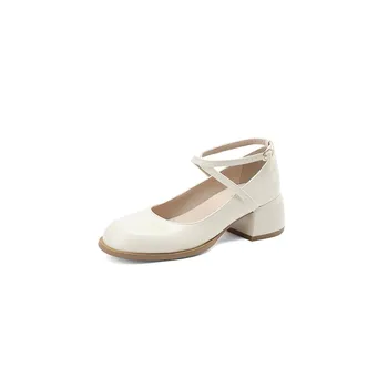 Dimensiuni mari, Supradimensionate de Mari dimensiuni Rotund deget de la picior Toc Gros Lady Mary Jane pantofi simplu și elegant, Confortabil Retro Moda - Imagine 2  