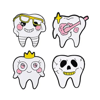Dinti Periuta de dinti Brosa Spalatul pe Dinti Ingrijire pentru Dintii Proteja Dintii de Brosa Accesorii de Îmbrăcăminte Rucsac Insigna Email Ace de Rever - Imagine 1  