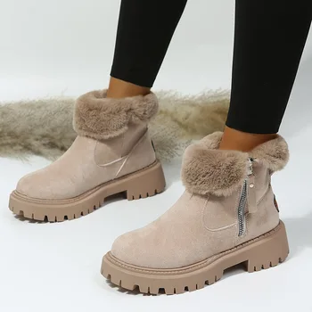 Doamna Cizme Australia Pantofi De Iarna Pentru Femei Cizme-Femei De Lux De Designer Rotund Deget De La Picior De La Mijlocul Gambei Zăpadă 2023 Moda Din Piele Scăzut - Imagine 1  