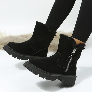 Doamna Cizme Australia Pantofi De Iarna Pentru Femei Cizme-Femei De Lux De Designer Rotund Deget De La Picior De La Mijlocul Gambei Zăpadă 2023 Moda Din Piele Scăzut - Imagine 2  