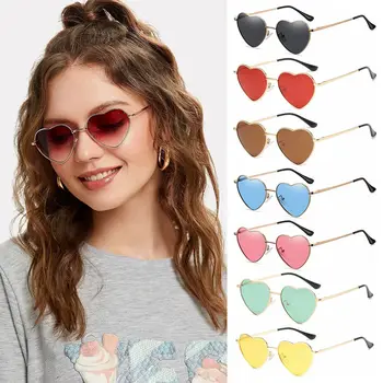Doamnelor moda Cadru Metalic ochelari de Soare de Lux Rochie Retro în Formă de Inimă Gradient de Lentile de ochelari de Soare UV 400 în aer liber Ochelari - Imagine 1  