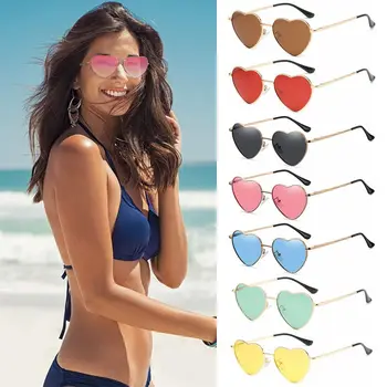 Doamnelor moda Cadru Metalic ochelari de Soare de Lux Rochie Retro în Formă de Inimă Gradient de Lentile de ochelari de Soare UV 400 în aer liber Ochelari - Imagine 2  