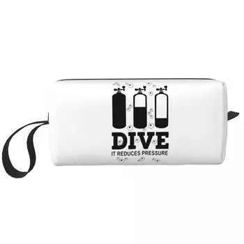 Drăguț Scuba Diving Travel borsetă pentru Femei Scufunda Scafandrul Citat de Machiaj Sac de Cosmetice de Frumusete de Stocare Dopp Kit - Imagine 1  