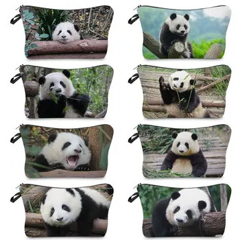 Eco Reutilizabile Chineză Panda Drăguț Imprimate produse Cosmetice pentru Femei Geanta de Plajă, articole de Toaletă Geanta Mini Doamnelor Portabile Organizator Geantă de Călătorie Machiaj - Imagine 1  