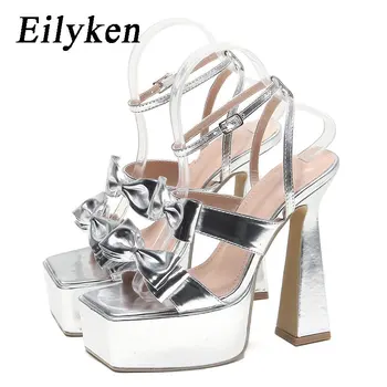 Eilyken Designer de Fluture nod Indesata Tocuri inalte Femei Sandale Stil de Stradă Platforma Glezna Curea Cataramă Feminin Pompe de Pantofi - Imagine 1  