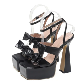Eilyken Designer de Fluture nod Indesata Tocuri inalte Femei Sandale Stil de Stradă Platforma Glezna Curea Cataramă Feminin Pompe de Pantofi - Imagine 2  