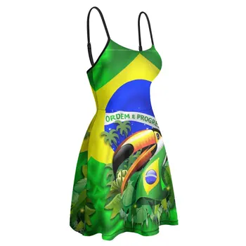 Exotice, Haine de Femeie Suspensor Rochie Toco Toucan pe Brazilia Flag Femei Sling Rochie Grafica Cool Cocktail-uri Casual - Imagine 2  