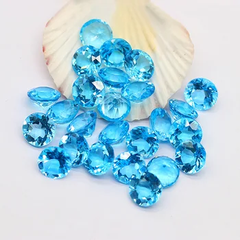 Fabrica Ridicata 100% Naturale Reale Circulară Sky Blue Topaz Piatră prețioasă Pietre prețioase Diy Material pentru Bijuterii - Imagine 1  