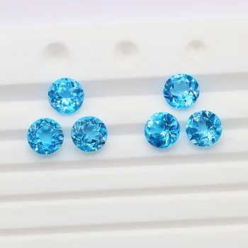 Fabrica Ridicata 100% Naturale Reale Circulară Sky Blue Topaz Piatră prețioasă Pietre prețioase Diy Material pentru Bijuterii - Imagine 2  
