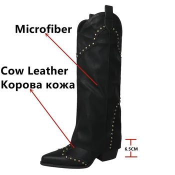 FEDONAS Moda Nituri Femei din Piele Genunchi-Cizme Înalte Tocuri Groase 2023 Toamna Iarna Pantofi de Înaltă Calitate Femeie Retro - Imagine 2  