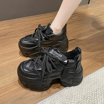Femei Adidasi Cu Platforma Pantofi Femei-pantofi de Tenis Feminin Talpă Groasă Plasă Casual Trandafiri 2023 Formatori PU Panglică Tesatura Dantelă- - Imagine 1  
