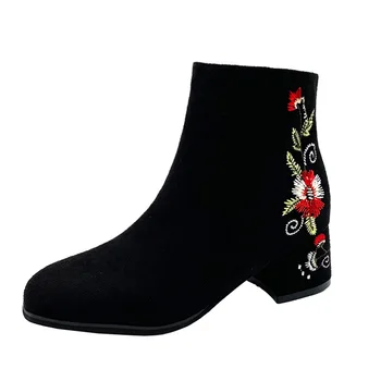 Femei Glezna Cizme de Iarna de Pluș Cald Moda Broda 2023 Femeie Cizme Scurte Tocuri inalte Toamna Doamnelor Pantofi pentru Femeie Cizme - Imagine 2  