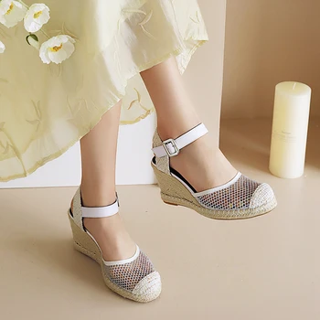 Femei Lenjerie de Espadrile Sandale Confortabile, Doamnelor Vacanta Pantofi Casual Respirabil In Cânepă Pene Femei Sandale Pompe 32 - Imagine 2  