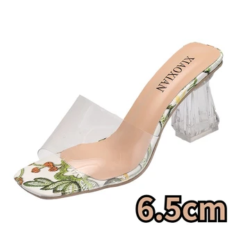 Femei Papuci 2023 Vara Noi PVC Cristal cu Toc pentru Femei Papuci Transparente Sexy, Pantofi cu Toc inalt pentru Femei Zapatos De Mujer - Imagine 1  