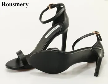 Femeile Design Clasic De O Curea Din Piele Neagra Cu Toc Sandale De Curea Glezna Cu Cataramă De Design Rousmery Sandale Pantofi Rochie - Imagine 1  