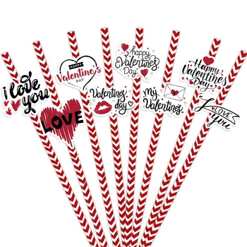 Fericit Îndrăgostiților Hârtie de Paie în Formă de Inimă Te Iubesc Steaguri Nunta Petrecere a Burlacelor cabină de Duș de Mireasă Tacamuri Consumabile Partid - Imagine 2  
