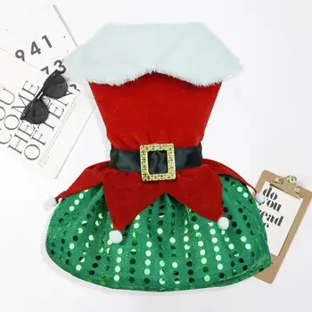 Festivă, Haine de Sărbătoare Moș Crăciun Dress Up Fusta de Crăciun Câine de Companie Petrecere de Vacanță cu Paiete Strălucitoare Tiv pentru Blană - Imagine 1  