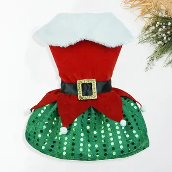 Festivă, Haine de Sărbătoare Moș Crăciun Dress Up Fusta de Crăciun Câine de Companie Petrecere de Vacanță cu Paiete Strălucitoare Tiv pentru Blană - Imagine 2  
