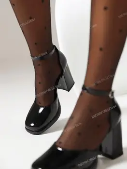 Fete 2023 Toamna Pantofi de Școală Femeie de Moda se Căsătorească cu Jane Pompe de Femei Rotund Toe Platforma Indesata Toc Înalt Pantofi de Femeie în formă de Inimă - Imagine 1  