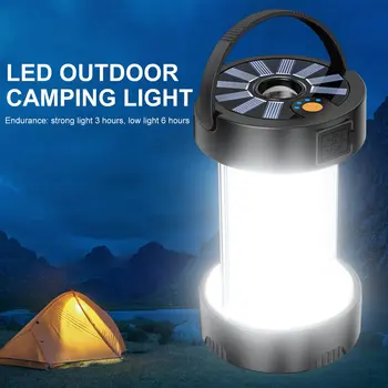Fierbinte Solara Felinar Camping Light Iluminat Exterior Reîncărcabilă Lampă Lanterna Cort Consumabile Echipamente Bec Lumini Portabile - Imagine 2  