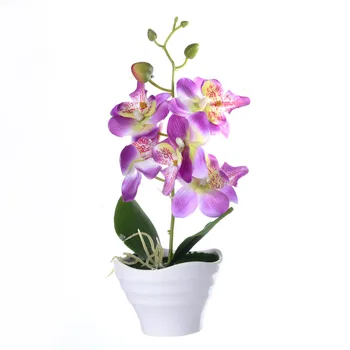 Flori Artificiale Cinci Capete Fluture Orhidee, Bonsai Set De Simulare Planta Verde Decor Creativ Plantă De Ghiveci - Imagine 1  
