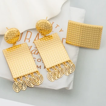 Franța Tassel Cercei și Inel de Bijuterii pentru Femei Placat cu Aur de 18K Italia Lady Design Picătură Cercei Dubai Set de Bijuterii Cadou pentru Petrecere - Imagine 1  