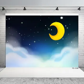 Fundal foto de Noapte Moon Star Cloud Computer Imprimate Foto Recuzită Fotografie Fundal pentru Copii Copil de Dus Photocall - Imagine 1  
