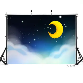 Fundal foto de Noapte Moon Star Cloud Computer Imprimate Foto Recuzită Fotografie Fundal pentru Copii Copil de Dus Photocall - Imagine 2  