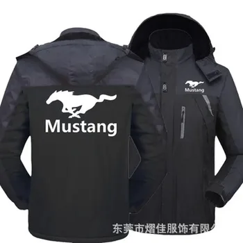 Geaca de iarna Barbati pentru Mustang logo-ul Gros de Catifea Strat Cald de sex Masculin Windproof cu Gluga Sacouri Casual Alpinism Palton C - Imagine 2  