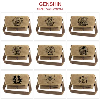 Genshin Impact Cross Body Bag Saci De Messenger Geantă De Umăr Panza De Desene Animate Anime Carte Școlară Tote - Imagine 1  