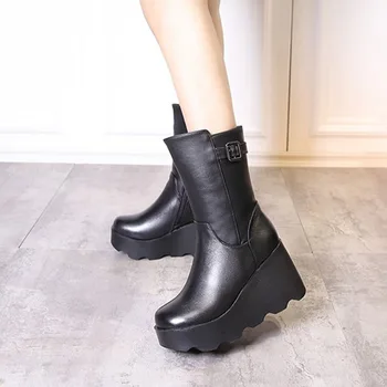 GKTINOO 2023 Stil Vintage din Piele pentru Femei Cizme Plate Papuceii Moale piele de Vacă Pantofi pentru Femei Zip Glezna Cizme zapatos mujer - Imagine 2  