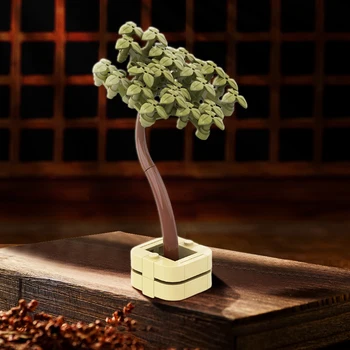 Gobricks MOC Ghiveci Copac Cărămizi Grădini Copac Bonsai DIY Creative Ghivece cu Plante Bonsai Model Blocuri de Jucărie Pentru Cadou - Imagine 2  