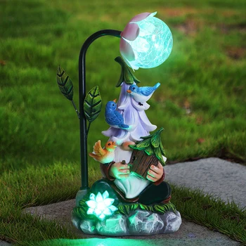 Gradina Solara Stralucitoare Gnomi Statuie Decor Rășină Gnome Figurine LED Lumini de Decor Pentru Patio în aer liber, Balcon Ornament Cadou - Imagine 1  