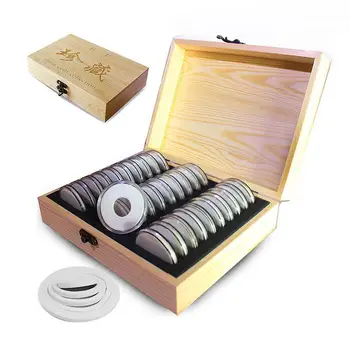 Grila Monedă Comemorativă de Colectare Cutie de Lemn Monedă Cutie de Depozitare Cutie de Colectare 2025303540mm Universal Cutie Amendă de Protecție - Imagine 1  