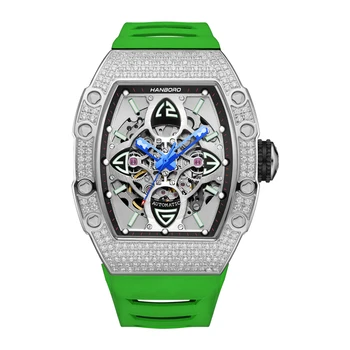 HANBORO Bărbați Ceasuri Automate de Lux ceas Mecanic pentru bărbați Luminos Schelet Bena Cazul Moda Om Elegant Ceas de mână - Imagine 1  