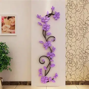 HobbyLane 3D Rose Floare de Rattan Model de Perete Autocolant pentru Hol, sufragerie, Coridor Decor - Imagine 2  