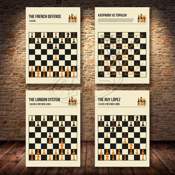 Home Decor Jocuri De Șah Și Deschideri De Picturi Pe Pânză Imagini Clasic De Perete De Arta Imprimate Modular Poster Pentru Camera De Zi Opera De Arta - Imagine 2  